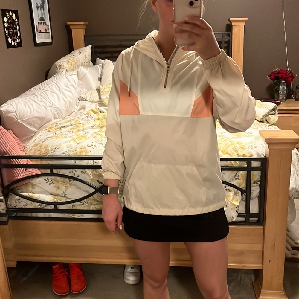 Quarter zip pullover jacket, wind resistant